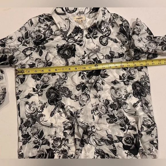 L'AGENCE Tyler Floral Print Woven Silk Shirt - Picture 12 of 12